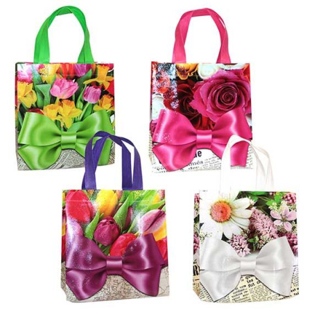 Сумка-шоппер 22*23см Цветы с бантом