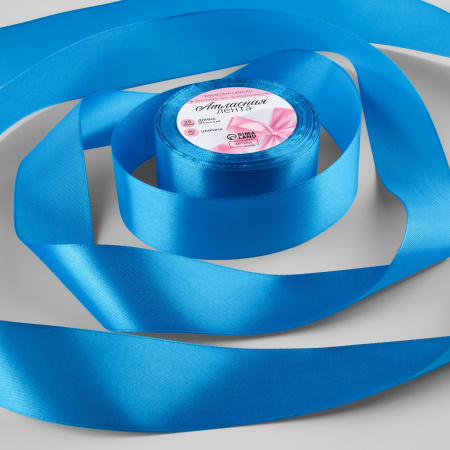 Лента декоративная Атласная 4смх23м Лазурная