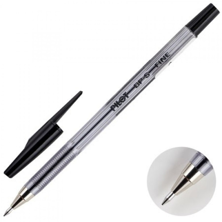 Ручка шарик. Pilot 0,7 прозр.корп., мет.нак, черная