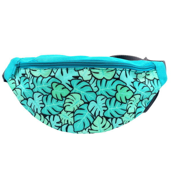 Сумка поясная Листья голубая