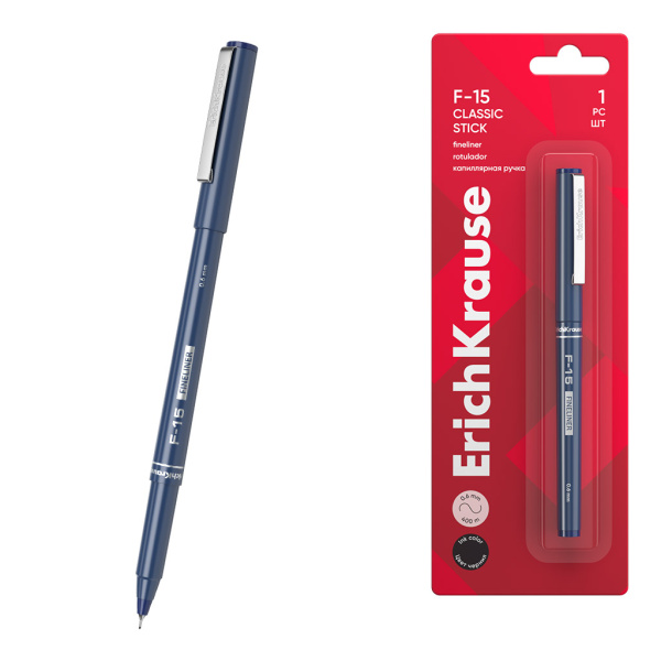 Ручка капиллярная F-15 Stick Classic 0,6 чёрная, блистер АКЦИЯ