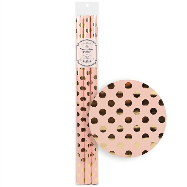 Подарочная бумага Золотой горошек  50*70см, 3шт