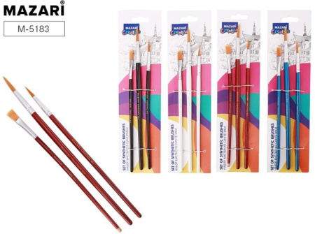 Кисти н-р нейлон  3 шт, (№3, №5- круглые, №1-плоская)