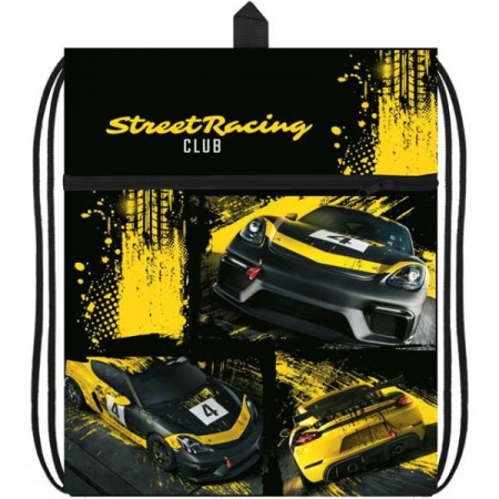 Мешок для обуви Авто коллаж, с карманом и сеточкой