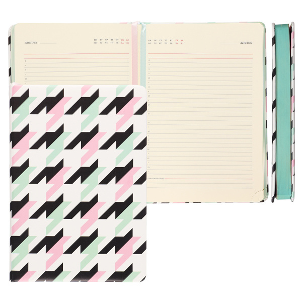 Ежедневник А5 7БЦ Гусиные лапки, кожзам, поролон, мятный срез,168