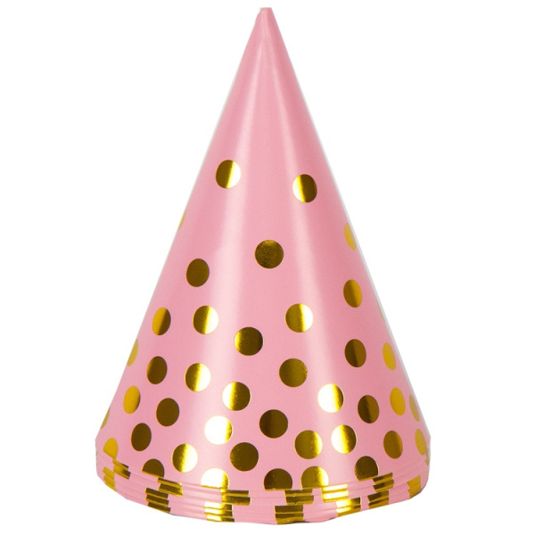 Колпак Праздничный Горошек золотой ,  6шт