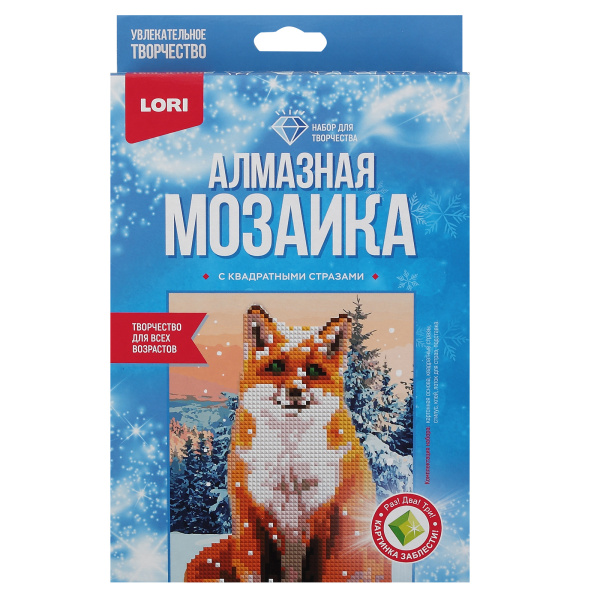 Алмазная мозаика частичная 15*20см Лисичка в снегу