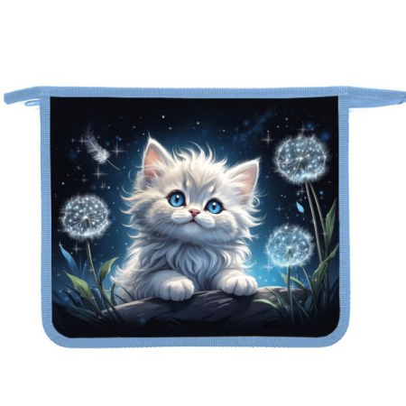 Папка д/тетр  А5  на молнии  Котик в одуванчиках