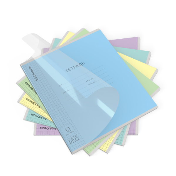 Тетрадь 12л клетка CoverPro glossy пластик.обл. зеркальн