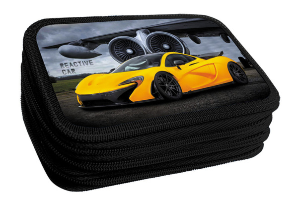 Пенал 3отд/м Реактивная машина, серебро, объём