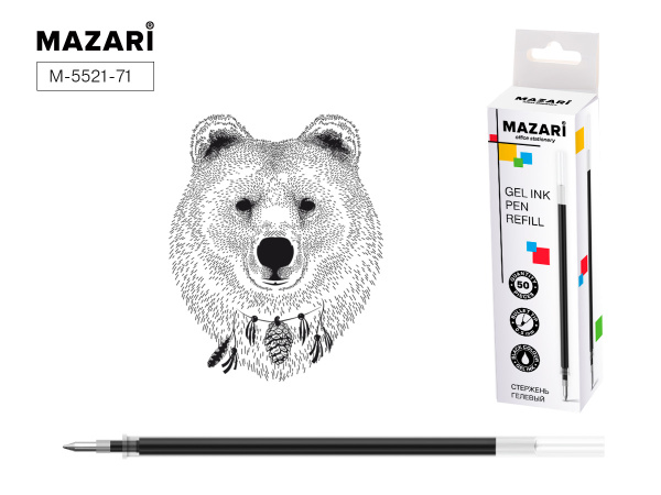 Стержень гель черный 0,5мм 133мм (для ручек М-5505С,5531,5523,550