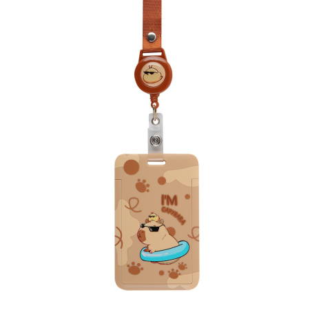 Бейдж 110*70мм Капибара, вертикальный на цв. ленте