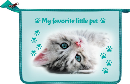 Папка д/тетр А4 на молнии  Серый котёнок