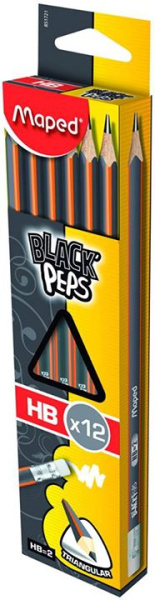 Карандаш ч/гр с/л  трехгран. Black PepS НB, ударопрочный