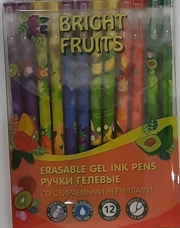 Ручка гель "пиши-стирай" Bright Fruits  0,5мм, синяя