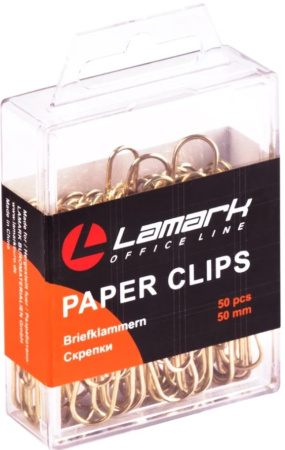 Скрепки канц. 50мм  50шт золото