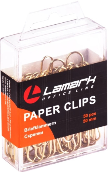 Скрепки канц. 50мм  50шт золото