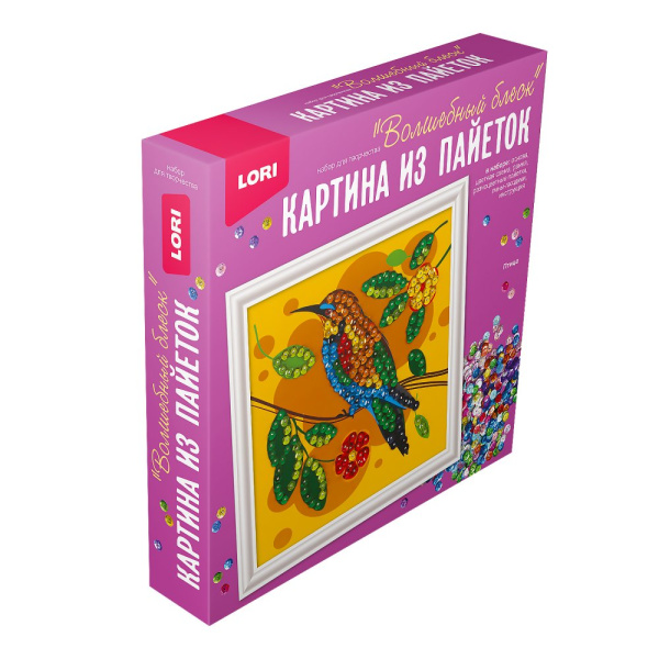 Картина из пайеток "Птица"  20*20 см