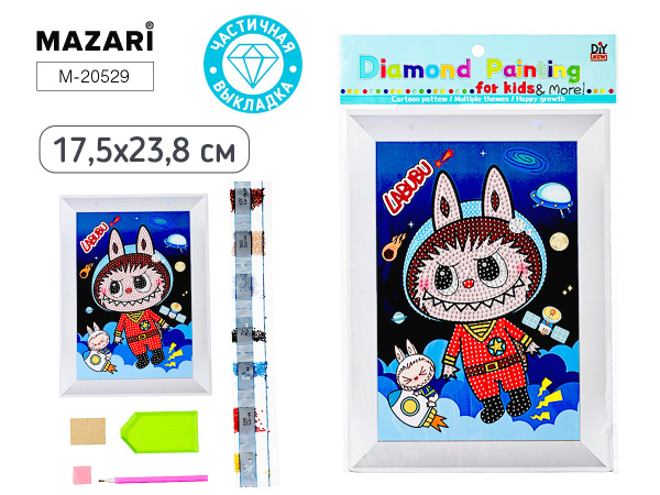 Алмазная мозаика 17,5*23,8см Зубастик, частичная