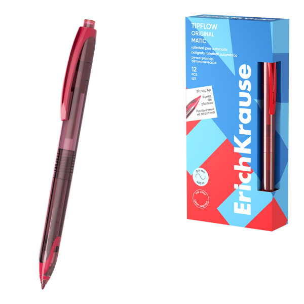 Ручка-роллер авт. EK TipFlow Matic Original, красный 0,5мм