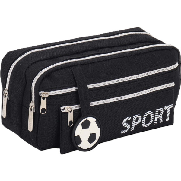 Пенал объёмный Sport чёрный, 2отд.