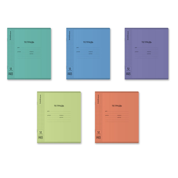 Тетрадь 12л клетка Классика CoverPro matt Pulse, пластик.обложка