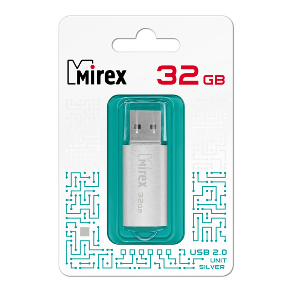 Флэшка 32Gb Unit серебро, метал. корпус
