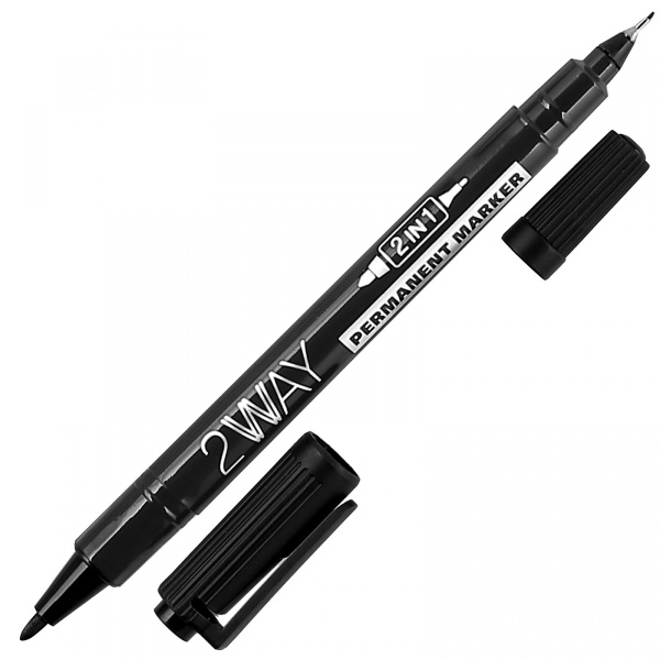Маркер  двухсторонний черный перманентный  0,7-2,5мм
