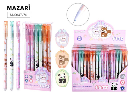 Ручка гель "пиши-стирай" Pets синяя 0,38мм игольч. након.