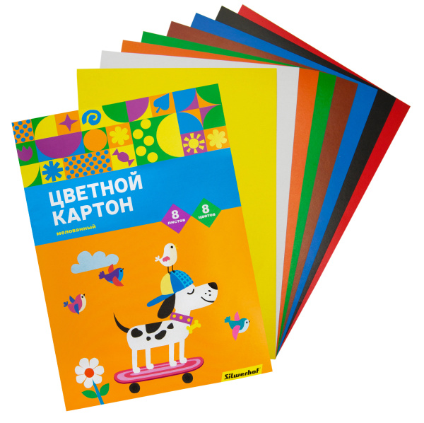 Картон цв. 08цв(08л) мелов. Собачка на скейте