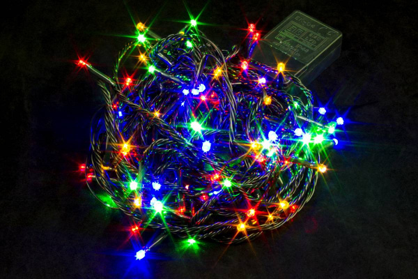 яЭл.Гирлянда 100 LED Мульти черн. провод реж 5