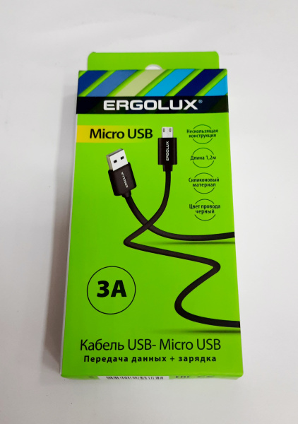 Кабель USB - microB 1,2м чёрный ELX-CD01-C02