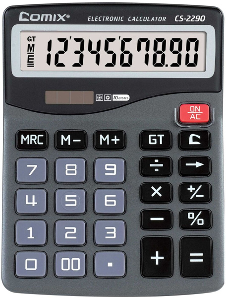 Калькулятор  комп. 10разр. дв.пит. темно-серый