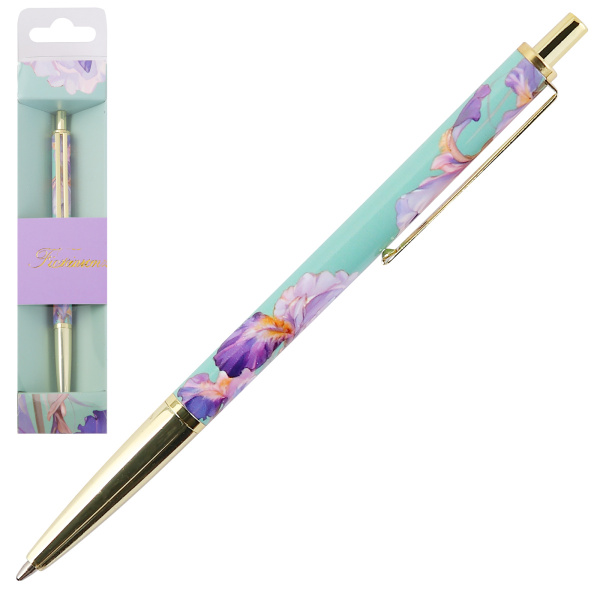 Ручка подар Fiorenzo Ирисы, синяя, футляр