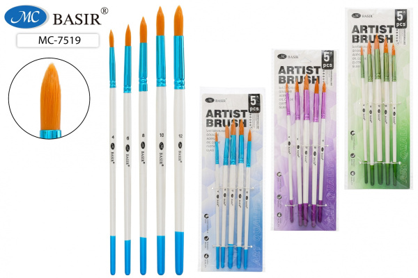 Кисти н-р нейлон  5 шт, круглые (4,6,8,10,12)