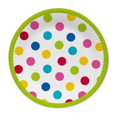 Тарелка бумажная Горошек мульти 6шт 23см