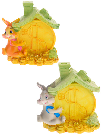 Копилка Зайка с домиком, в ассортименте