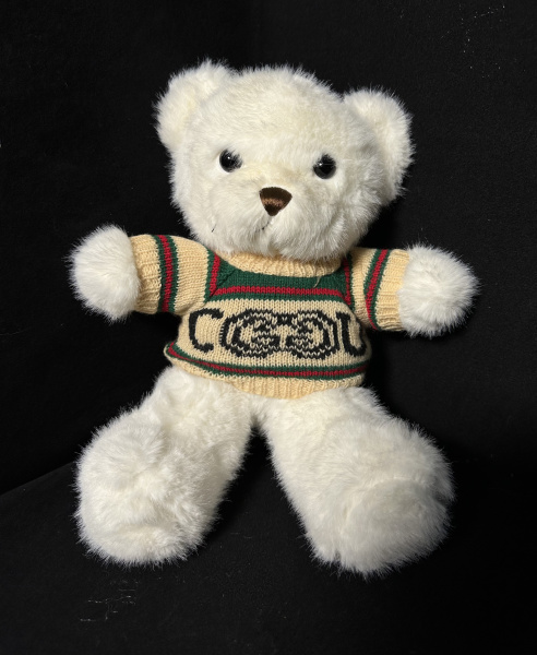 Игрушка мягкая Мишка белый и коричневый в кофте 30см