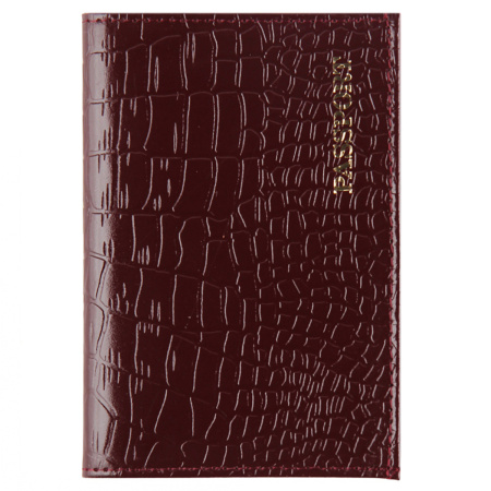 Обложка/паспорта "Cayman" красная, кожа, лак, тисн. фольгой