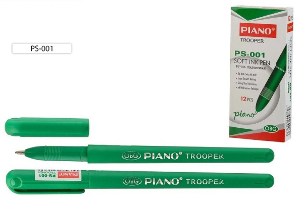 Ручка шарик. Piano Trooper  0,7мм зеленая, зеленый корп.