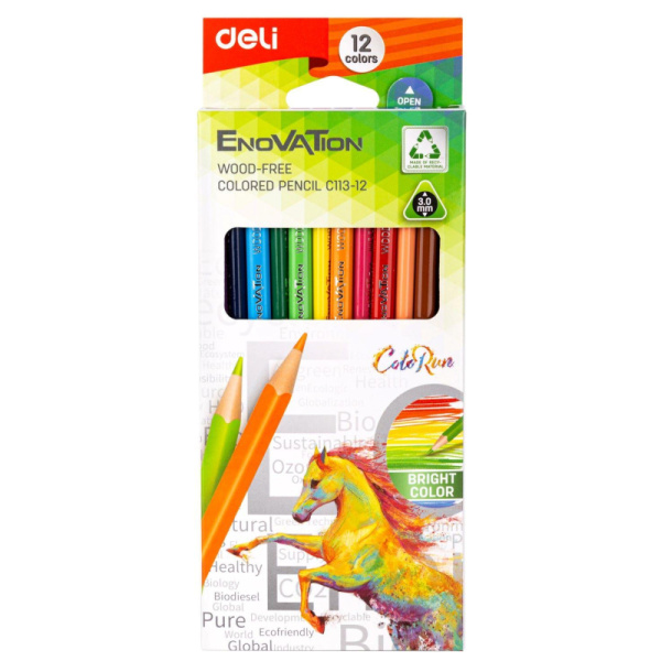 Карандаши .пластиковые Color Enovation 12цв. трехгранные