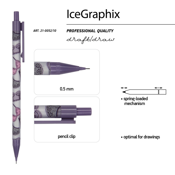 Карандаш авт 0,5мм IceGraphix. Дамские штучки. Ажур АКЦИЯ