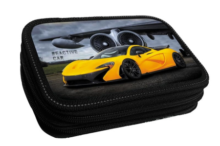 Пенал 2отд/м Реактивная машина, серебро, объём