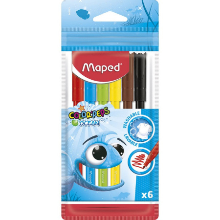 Фломастеры ColorPeps Ocean 06цв. смываемые в п/э пакете с подвес