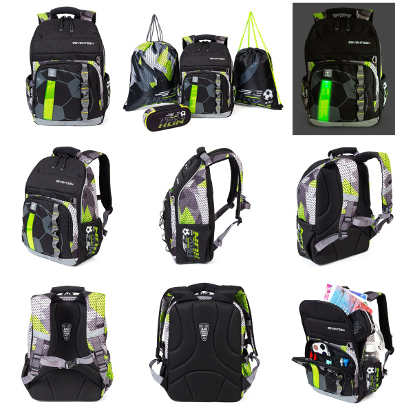 Рюкзак 37*26*13,5см Seventeen Футбол,  эргономич. с LED-подсветко