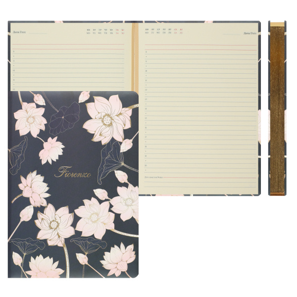 Ежедневник А5 7БЦ Цветок лотоса, кожзам, поролон, 168л