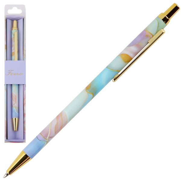 Ручка подар Fiorenzo Пастельный флюид, синяя, футляр