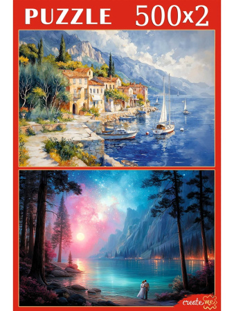 Пазлы "2в1" Город и пейзаж 500+500