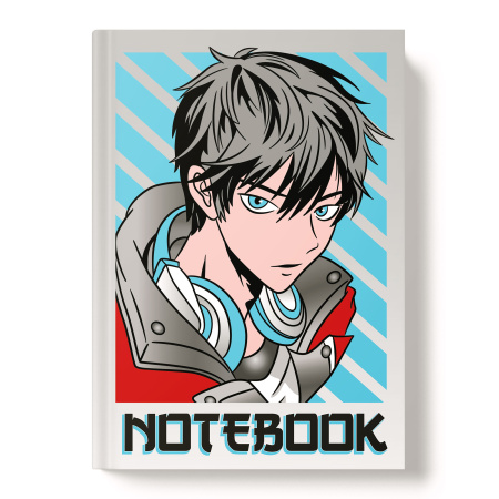 Кн.записная А5 7Бц  96л Аниме парень, линия серые листы