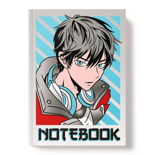 Кн.записная А5 7Бц  96л Аниме парень, линия серые листы